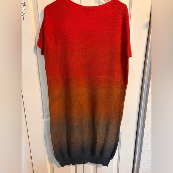 Lacoste Knit Sweater Dress Size 40/M Color Block Red Orange Short Sleeve - Picture 4 of 8